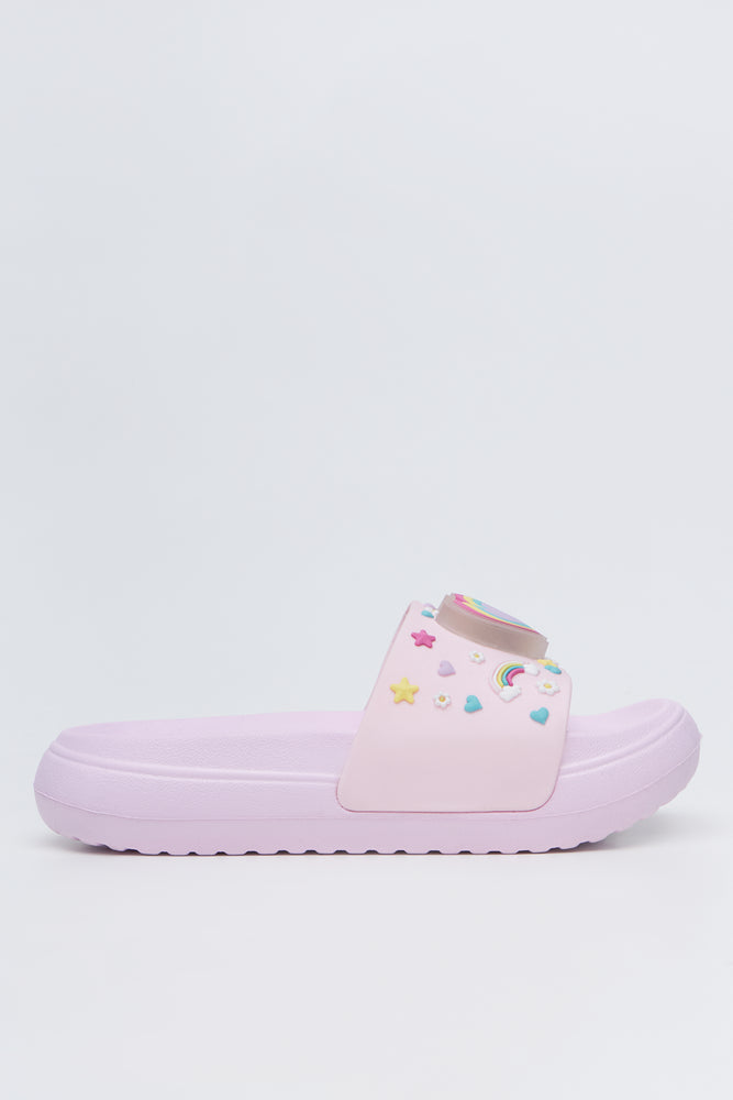 Pink Heart Print Pool Slides (1)
