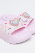 Pink Heart Print Pool Slides (2)