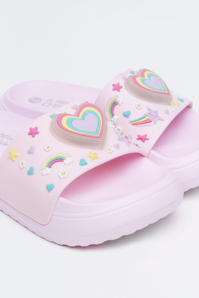 Pink Heart Print Pool Slides (2)