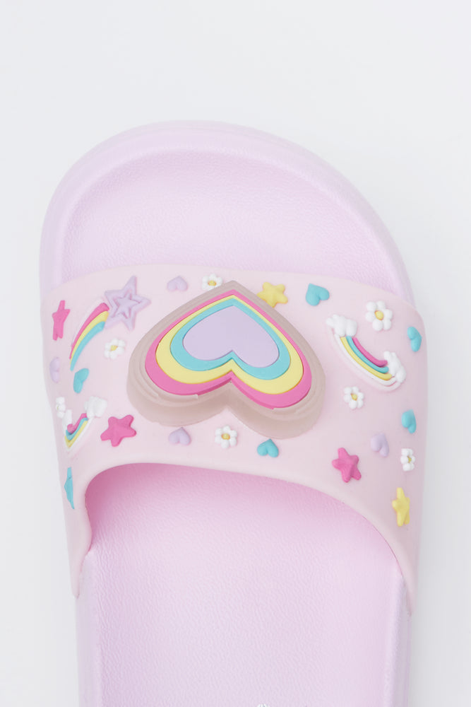 Pink Heart Print Pool Slides (4)