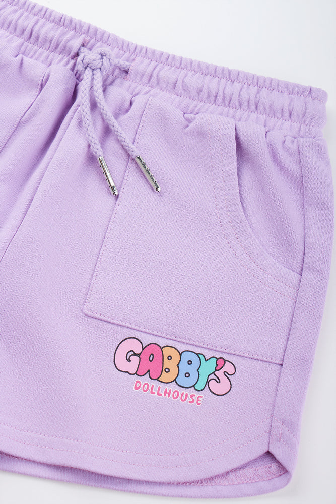 Purple Gabby Dollhouse Fleece Shorts (1)