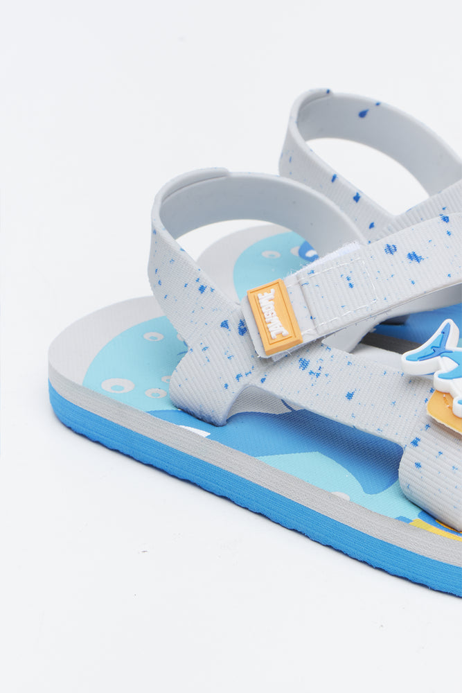 Grey Shark Print Toddler Sandals (3)