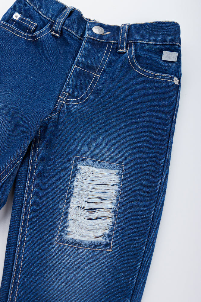 Indigo Distressed Mom Denim Jeans (1)