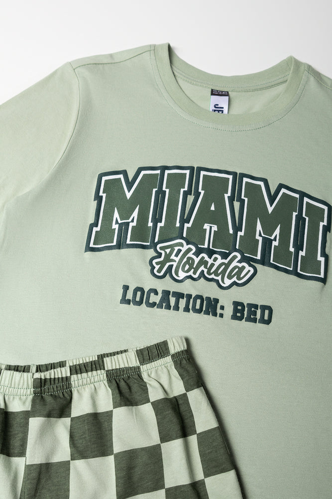 Green Miami Print Pajama Set (1)