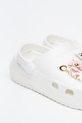 White Floral Embellished Clogs (3)