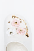 White Floral Embellished Clogs (4)