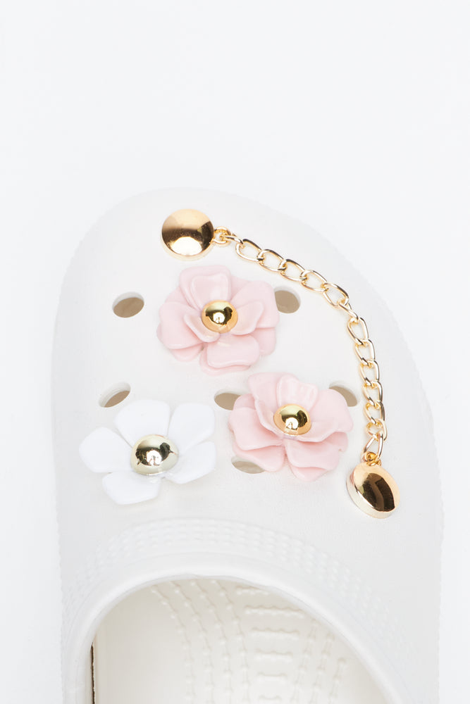 White Floral Embellished Clogs (4)