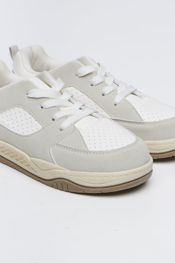 Cream Perforated Skate Sneakers (2)