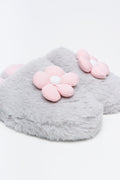 Light Grey Daisy Plush Slippers (2)
