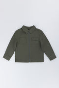 Olive Green Twill Zip Jacket