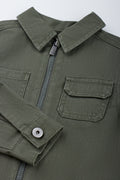 Olive Green Twill Zip Jacket (1)