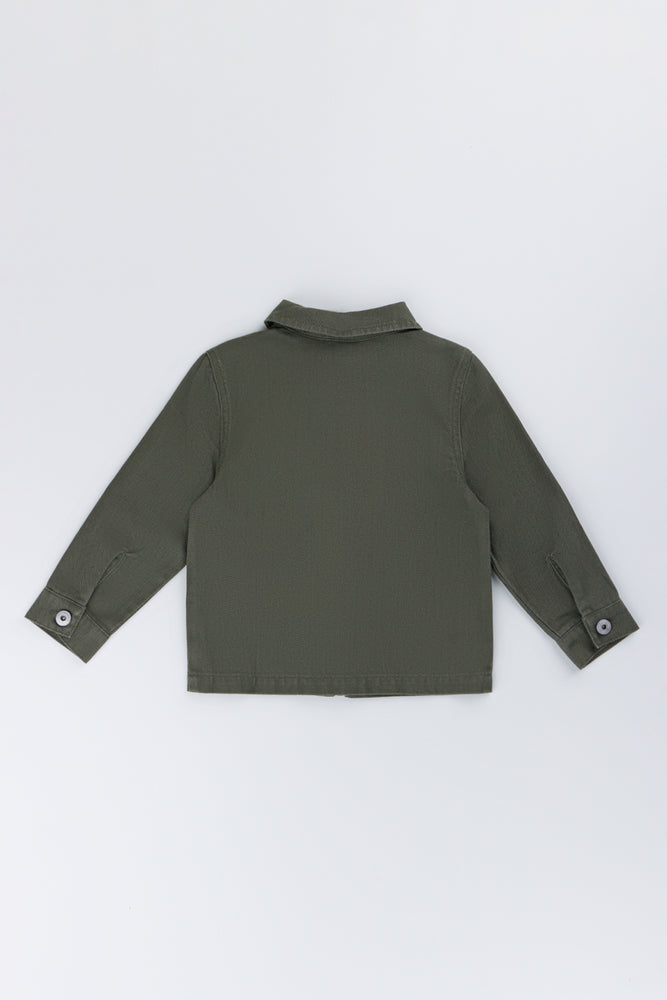 Olive Green Twill Zip Jacket (2)