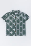 Green Cotton Short Sleeve Shirt