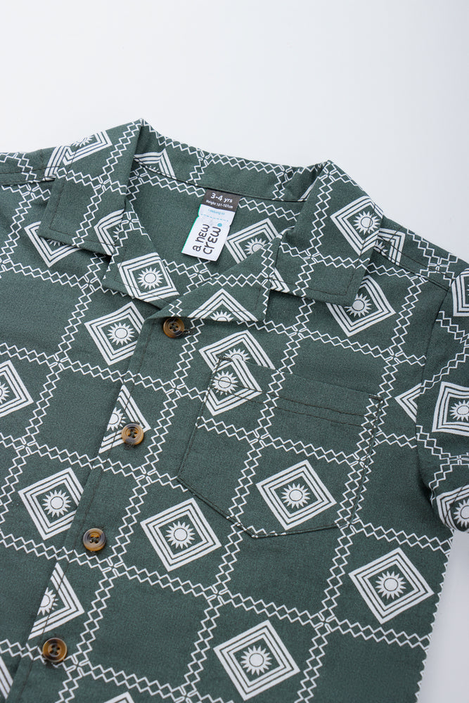 Green Cotton Short Sleeve Shirt (1)