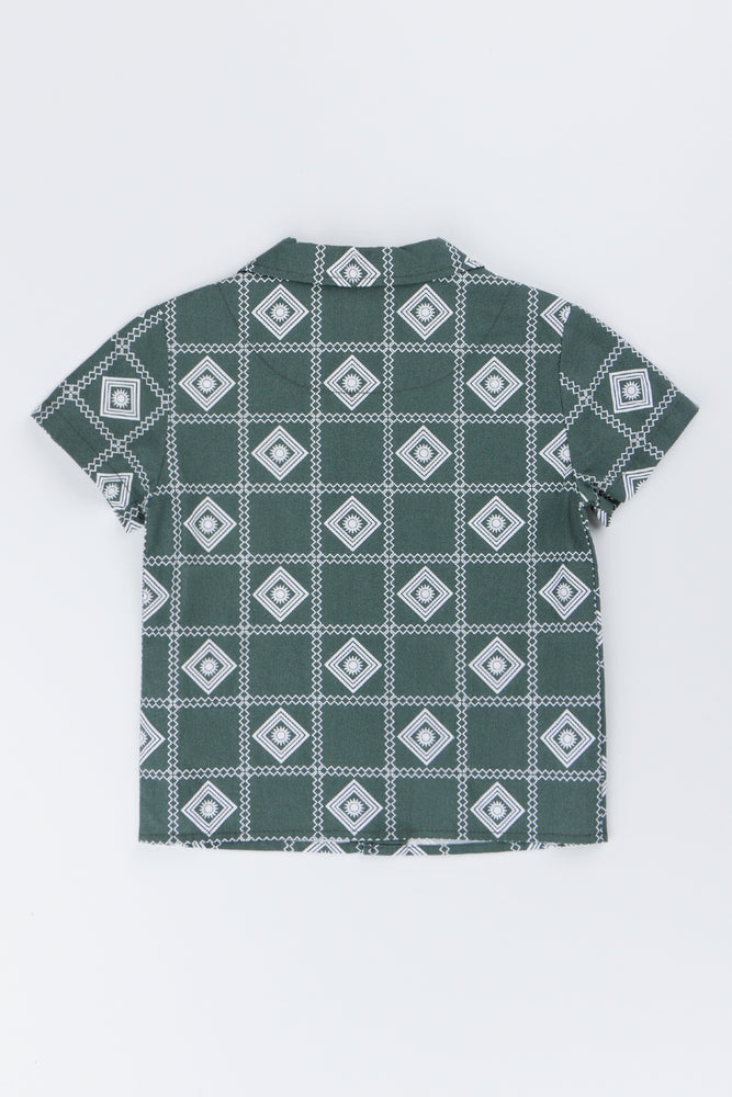 Green Cotton Short Sleeve Shirt (2)