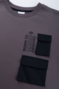 Grey short Sleeve Pocket Detail T-Shirt (1)