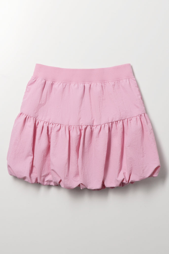 Pink Woven Bubble Skirt