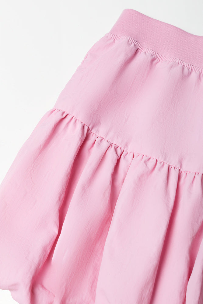 Pink Woven Bubble Skirt (1)