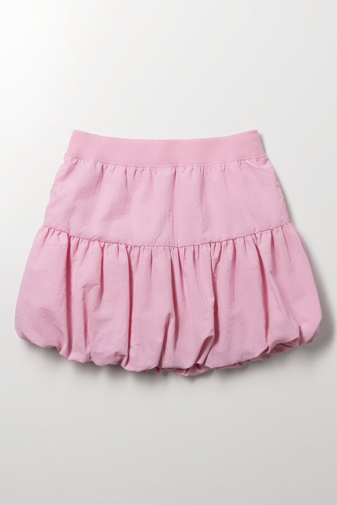 Pink Woven Bubble Skirt (2)