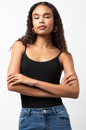 Versatile Fitted Black Cami Top