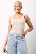 Stone Fitted Sleeveless Vest