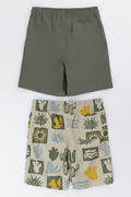 2 Pack Graphic And Fatigue Woven Shorts (2)