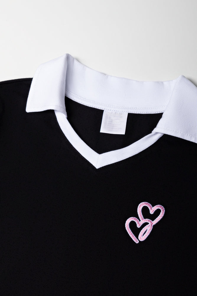 Black Johnny Collar Heart T-Shirt (1)