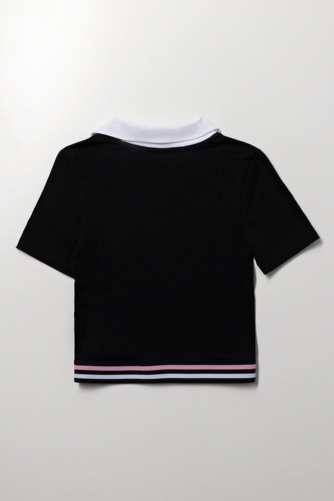 Black Johnny Collar Heart T-Shirt (2)