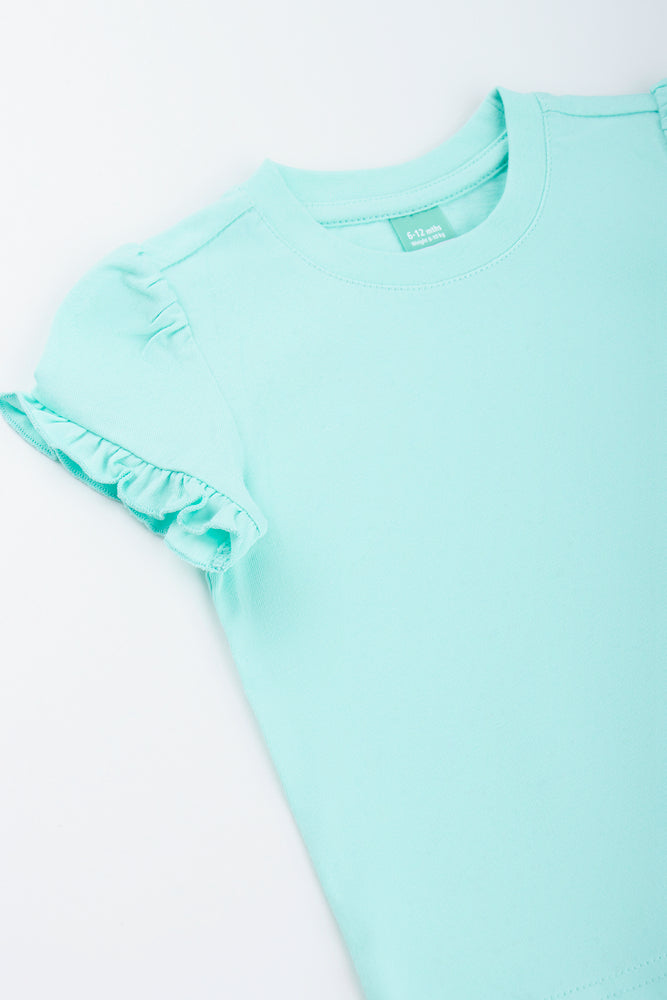 Aqua Frill Short Sleeve T-shirt (1)