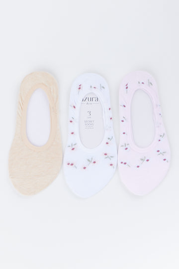 3 Pack Floral Foot Liner Socks