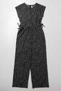 Black Floral Print Crinkle Jumpsuit