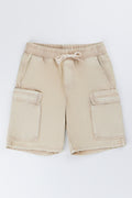 Beige Cotton Cargo Shorts