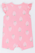 Pink Strawberry Print Baby Romper (2)