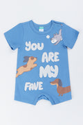 Blue Dog Print Baby Romper
