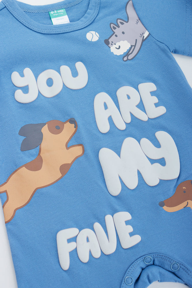 Blue Dog Print Baby Romper (1)