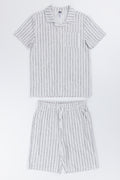 Striped Short Sleeve Shirt Set