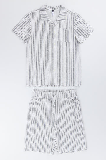 Striped Short Sleeve Shirt Set