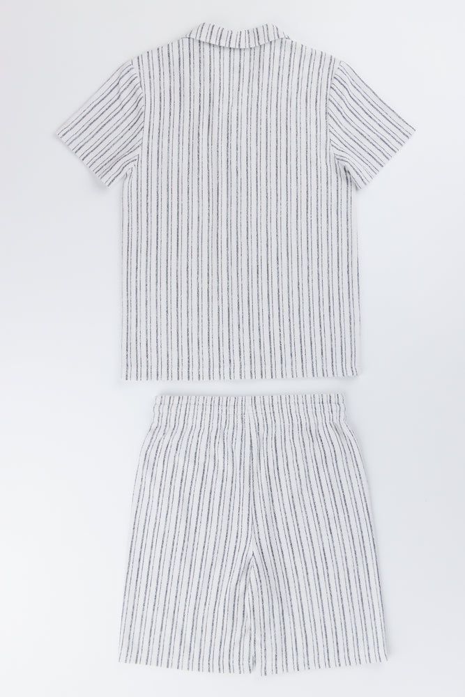 Striped Short Sleeve Shirt Set (2)
