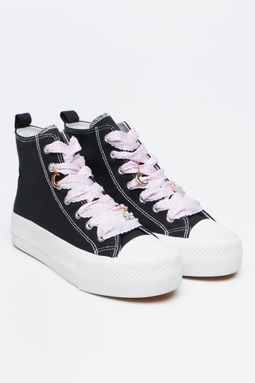 Black Embellished High Top Sneakers