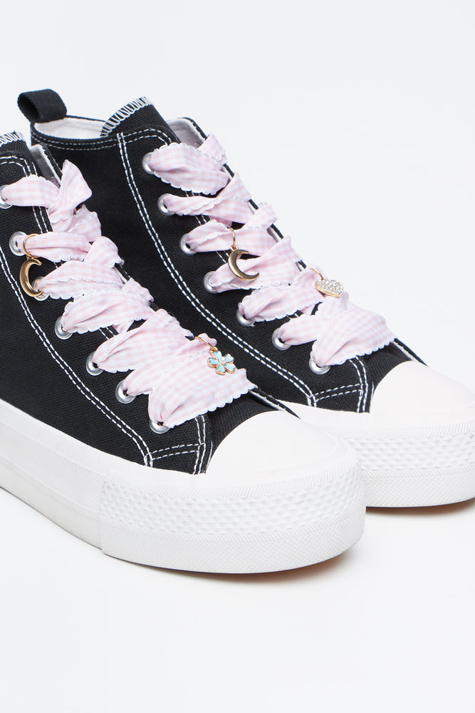 Black Embellished High Top Sneakers (2)