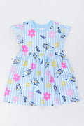 Bluey Stripe Floral Flutter Dress