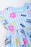 Bluey Stripe Floral Flutter Dress (1)