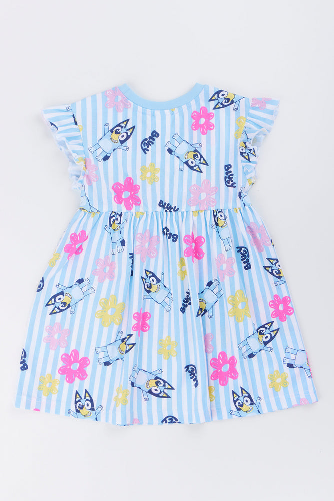 Bluey Stripe Floral Flutter Dress (3)