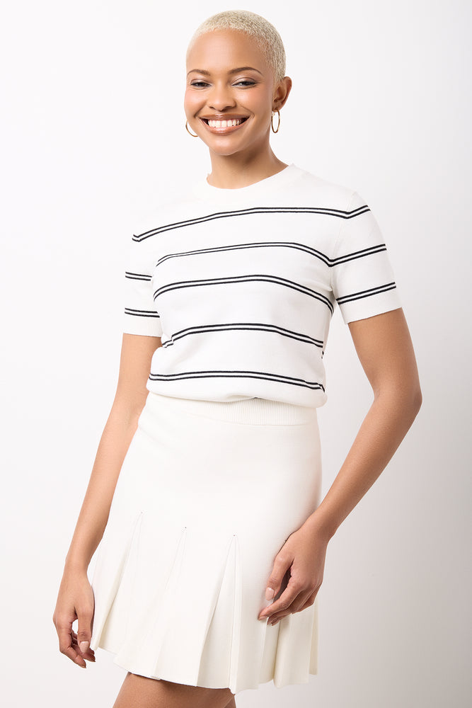 Striped Ballerina Short Sleeve Knit Top
