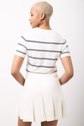 Striped Ballerina Short Sleeve Knit Top (2)
