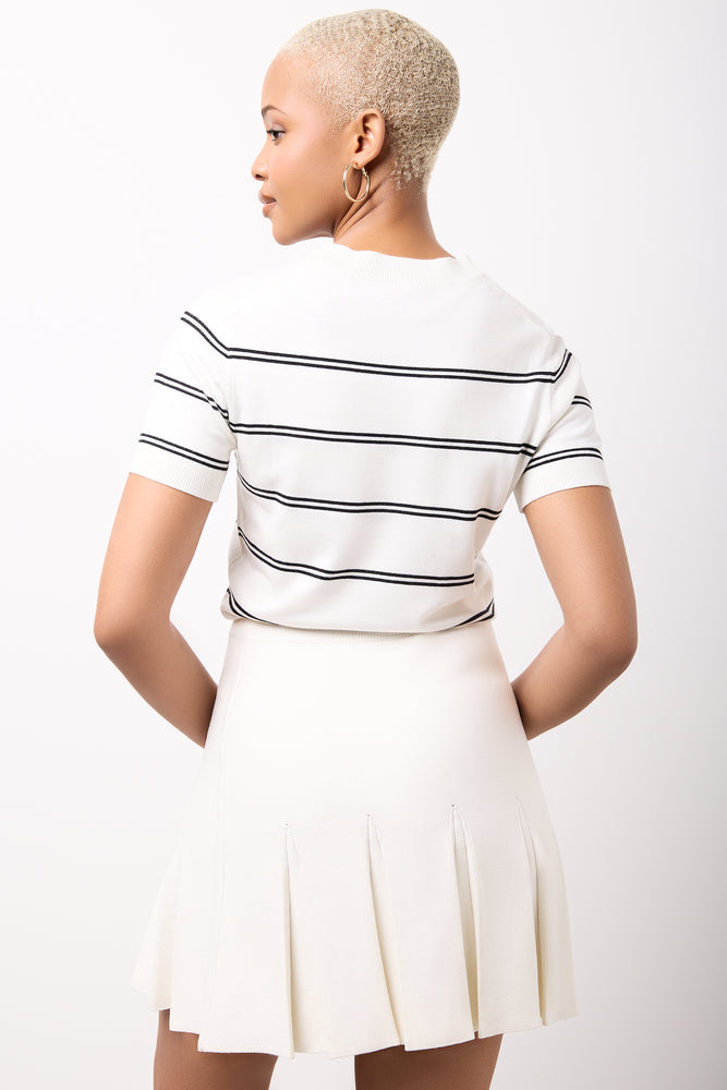Striped Ballerina Short Sleeve Knit Top (2)