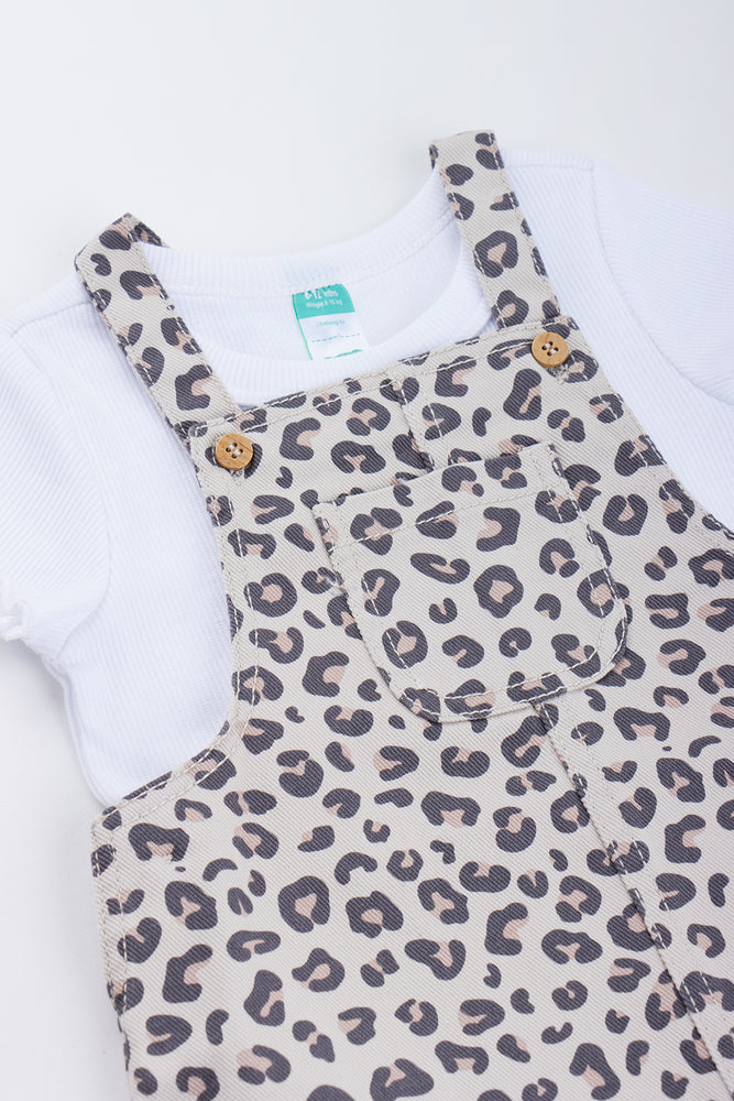 Leopard Print Twill Pinafore Set (1)