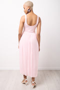 Pink Sleeveless Mesh Layered Dress (2)
