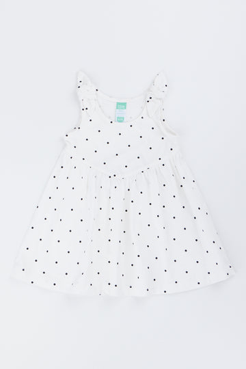 White Polka Dot Knit Dress