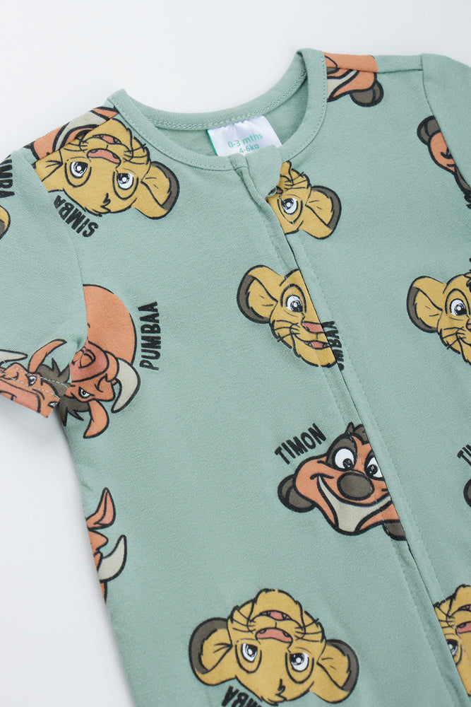 Green Lion King Zip Thru Romper (1)